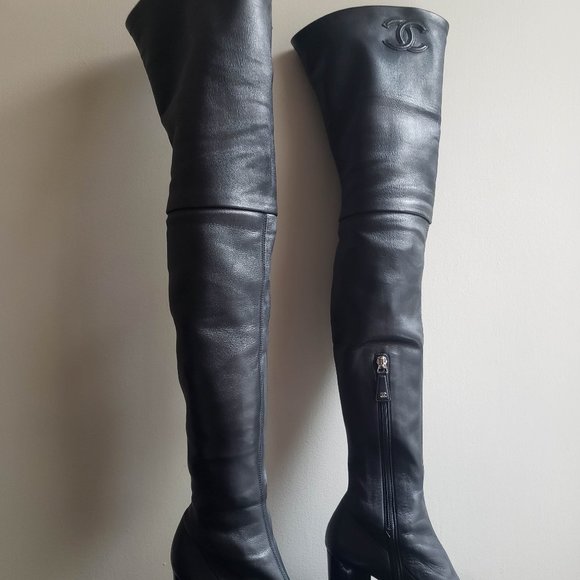 COPY - CHANEL | Black Over the Knee Boots | 36.5 - Picture 10 of 15
